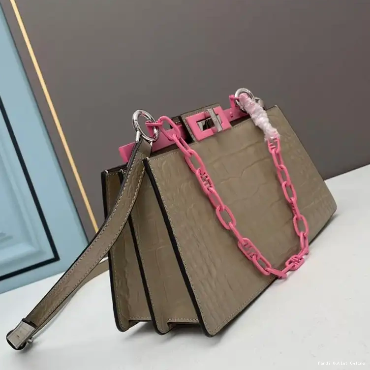 Affordable Coffee In Cut Bag Crocodile Medium Peekaboo Leather Fendi 0626